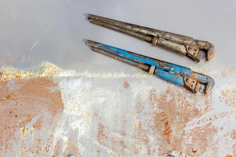 Wrenches on rusty metal Fotos Stock