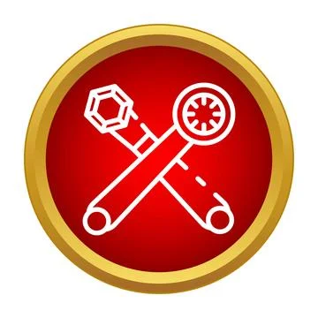 Wrenches service fix tool icon in red circle イラスト素材