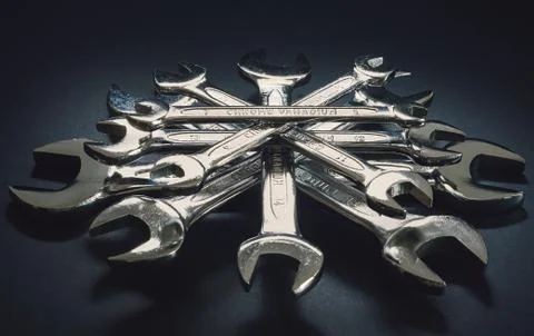 Wrenches Structure on black Foto stock