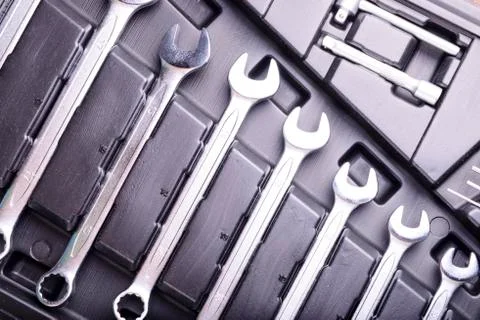 Wrenches in the tool box Stock Photos