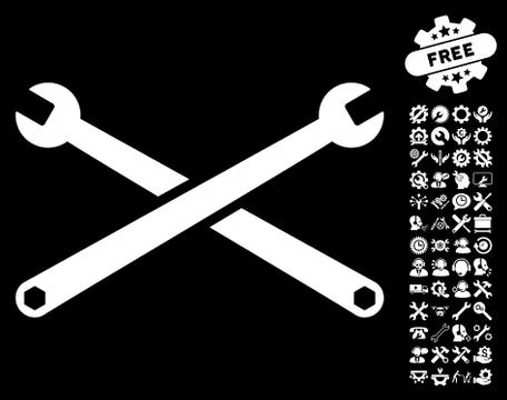 Wrenches Vector Icon with Tools Bonus イラスト素材