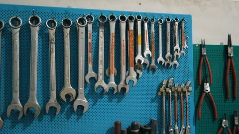 Wrenches on the wall Stock Footage 103774023