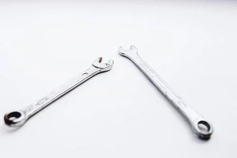 Wrenches on white background.Close up. Stock Photos