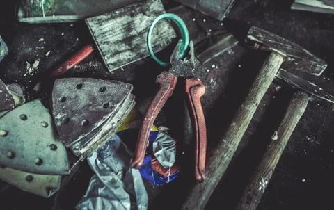 Wrenches in the workshop Stock Photos