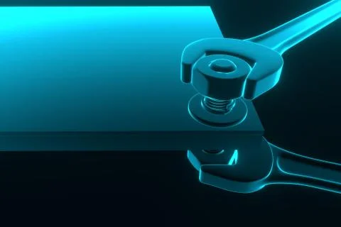 Wrenchs on blue background. 3d rendering Stock Photos