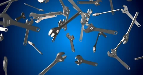 WRENCHS falling slow motion Stock Footage 101602374