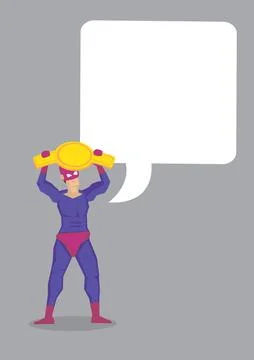 Wrestler fighters with a empty giant thinking bubble. Stock Illustration