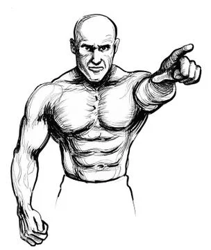 Wrestler pointing to viewer Stock Illustration