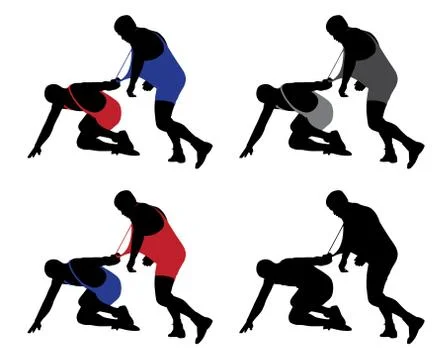 Wrestler pulling opponent's uniform Stock Illustration