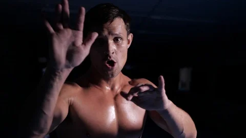 Wrestler training before fight Stock Footage 105444949