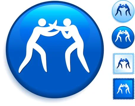 Wrestling Icon on Internet Button Stock Illustration