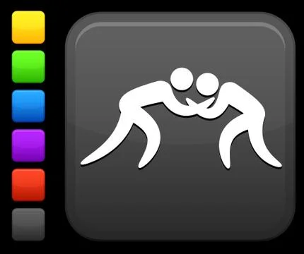 Wrestling icon on square internet button Stock Illustration