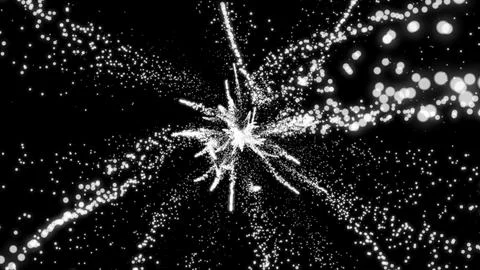 Wriggling bundles of light and splashes of rays on black background. Abstract Stock Illustration
