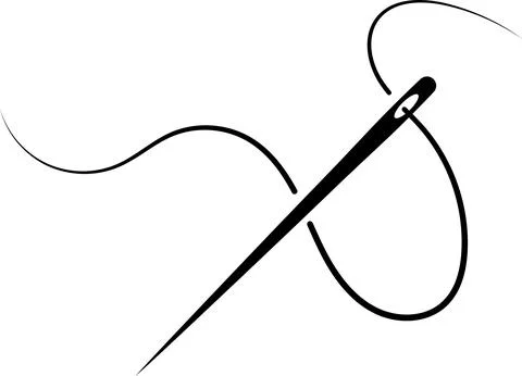Wriggling thread around sewing needle logo clothing atelier Stock Illustration