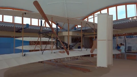 Wright Flyer in Wright Brothers National Memorial, Kitty Hawk, North Carolina Stock Footage 121861976