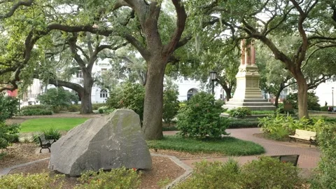 Wright Square Tomochichi Indian Burial in Downtown Historic Savannah Georgia Stock Footage 245322058