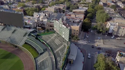 Wrigley Field Billboard Orbiting Drone Shot in 4K Stock Footage 87443974