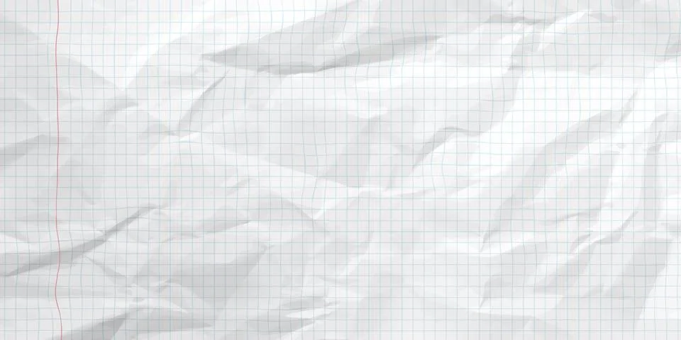 Wrinkle paper notebook background. Grid pattern Stock Illustration