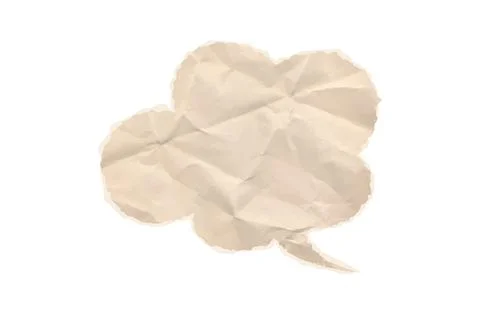 Wrinkled flower or cloud shape speech bubble paper crumpled teture. Vintage Stock Illustration