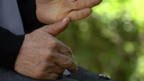 The Wrinkled Old Tired Hands Of An Elderly Man Stock Footage 256400204
