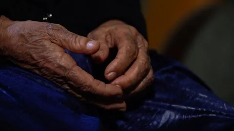 The Wrinkled Old Tired Hands Of An Elderly woman Stock Footage 256400225