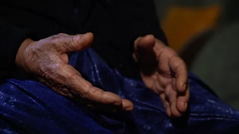 The Wrinkled Old Tired Hands Of An Elderly woman Stock Footage 256400242