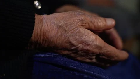 The Wrinkled Old Tired Hands Of An Elderly woman Stock Footage 256400247