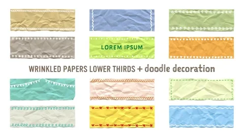Wrinkled papers lower thirds with doodle decoration 動画素材 310508537