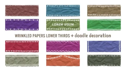 Wrinkled papers lower thirds with doodle decoration 動画素材 310508555