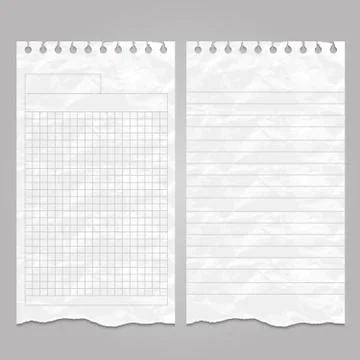 Wrinkled ripped lined page templates for notes or memo Illustration