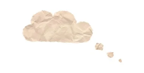 Wrinkled sky cloud shape speech bubble paper crumpled teture. Vintage parchment Illustrazione stock