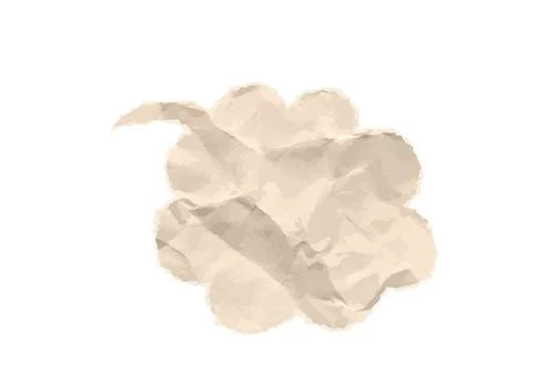Wrinkled sky cloud shape speech bubble paper crumpled teture. Vintage parchment Ilustração Stock