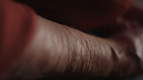 Wrinkles on elder hands Stock Footage 89342667