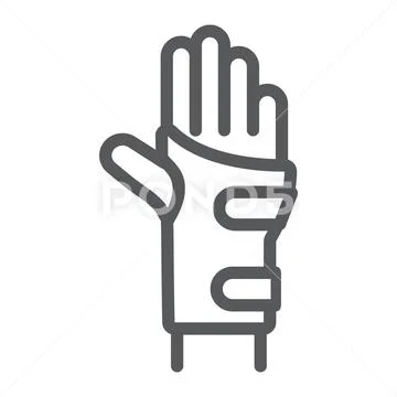 Wrist brace line icon, orthopedic and medical, arm bandage sign, vector graphics Stock Illustration