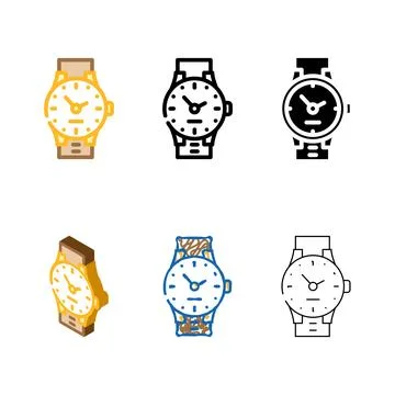 Wrist clock color icon vector styleset イラスト素材