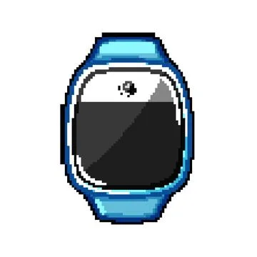 Wrist kid watch time pixel art vector illustration Stock Illustration