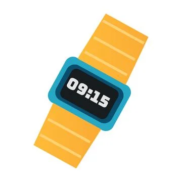 Wrist watch with display in flat design. Digital clock accessory with strap.. Stock Illustration