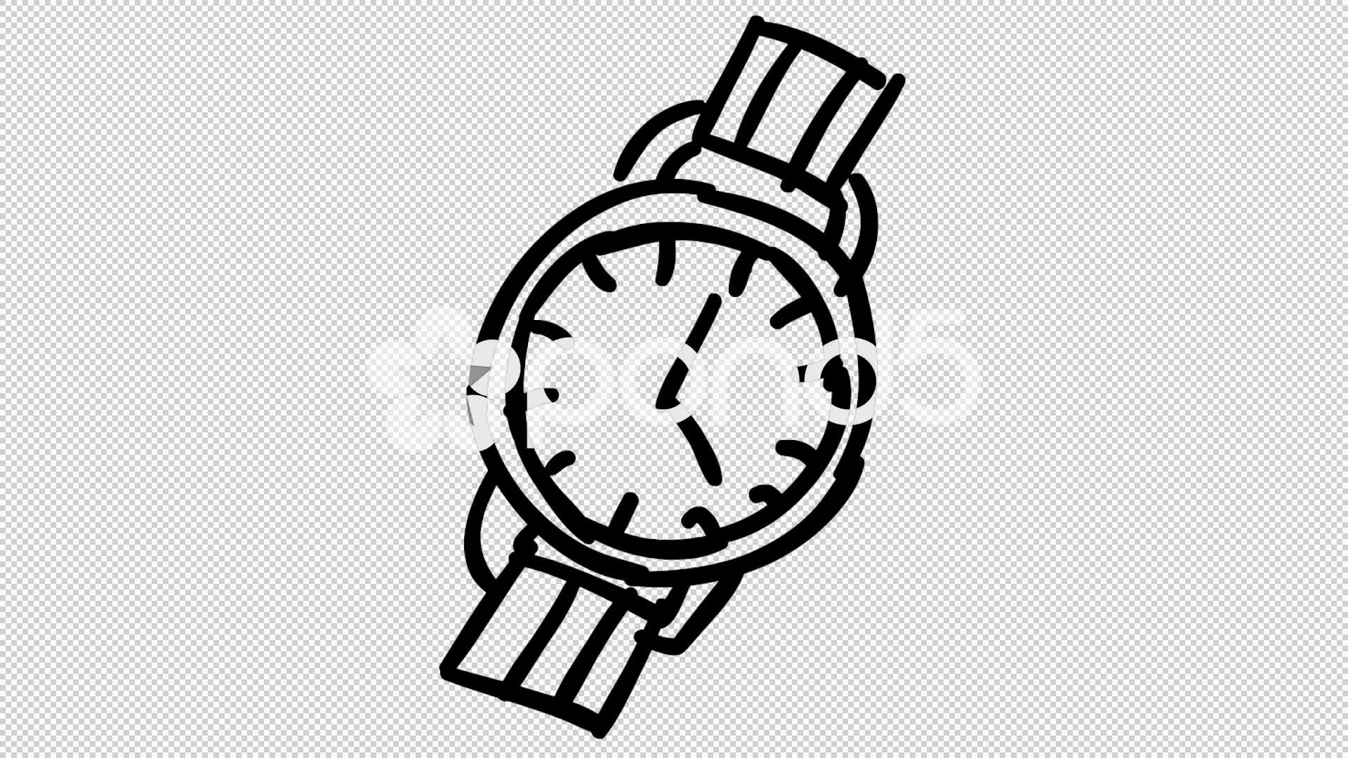 wrist watch clipart black and white