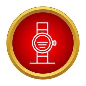 Wrist watch icon button for time management Stock Illustration