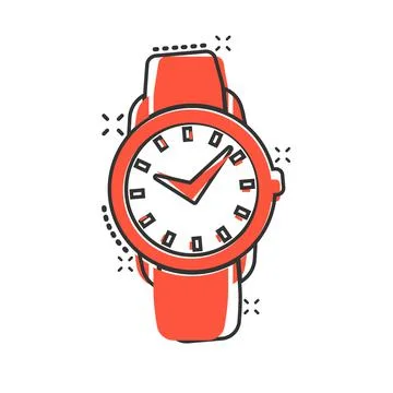 Wrist watch icon in comic style. Hand clock cartoon vector illustration on wh Stockillustratie