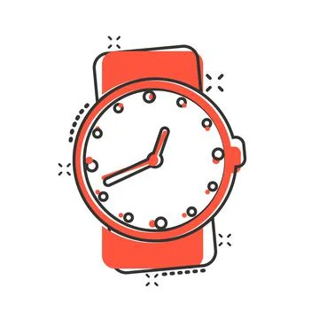 Wrist watch icon in comic style. Hand clock cartoon vector illustration on wh Ilustración de archivo