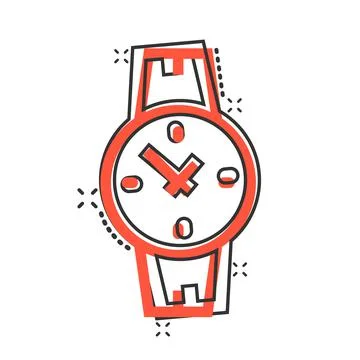 Wrist watch icon in comic style. Hand clock cartoon vector illustration on wh Stockillustratie