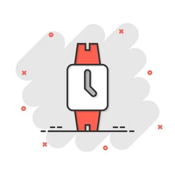 Wrist watch icon in comic style. Hand clock cartoon vector illustration on wh 库存插图