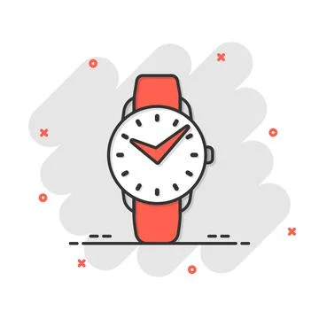 Wrist watch icon in comic style. Hand clock cartoon vector illustration on wh Stockillustratie