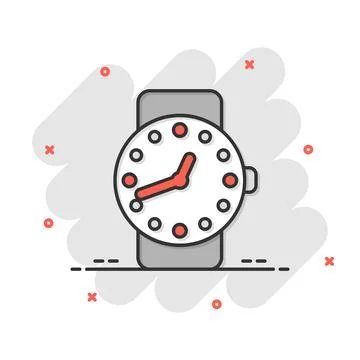Wrist watch icon in comic style. Hand clock cartoon vector illustration on wh Stockillustratie