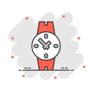 Wrist watch icon in comic style. Hand clock cartoon vector illustration on wh Ilustración de archivo