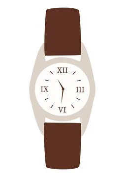 Wrist watch with leather strap vector illustration in a flat style. Icon for  Stock Illustration