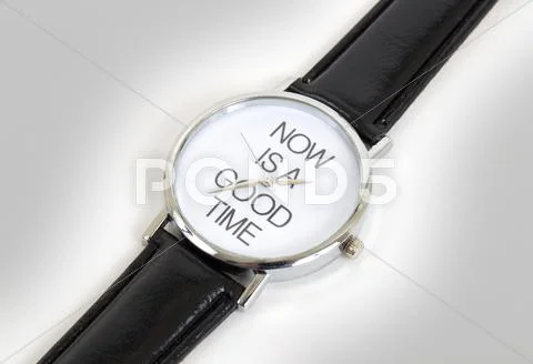 Wrist watch with leather wristlet isolated Stock Photos