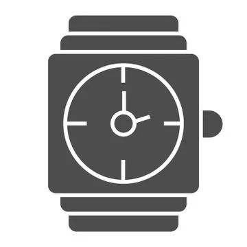 Wrist watch solid icon. Gold watch vector illustration isolated on white. Men Stock Illustration