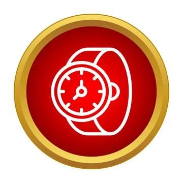 Wrist watch time icon in red circle Stock Illustration